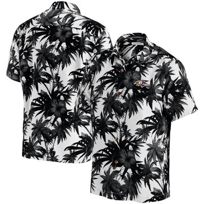 Men's Tommy Bahama Black Baltimore Ravens Sport Harbor Island Hibiscus Camp Button-Up Shirt