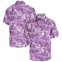 Chemise boutonnée pour homme Tommy Bahama Baltimore Ravens Coconut Point Isla Palmetta Camp Purple