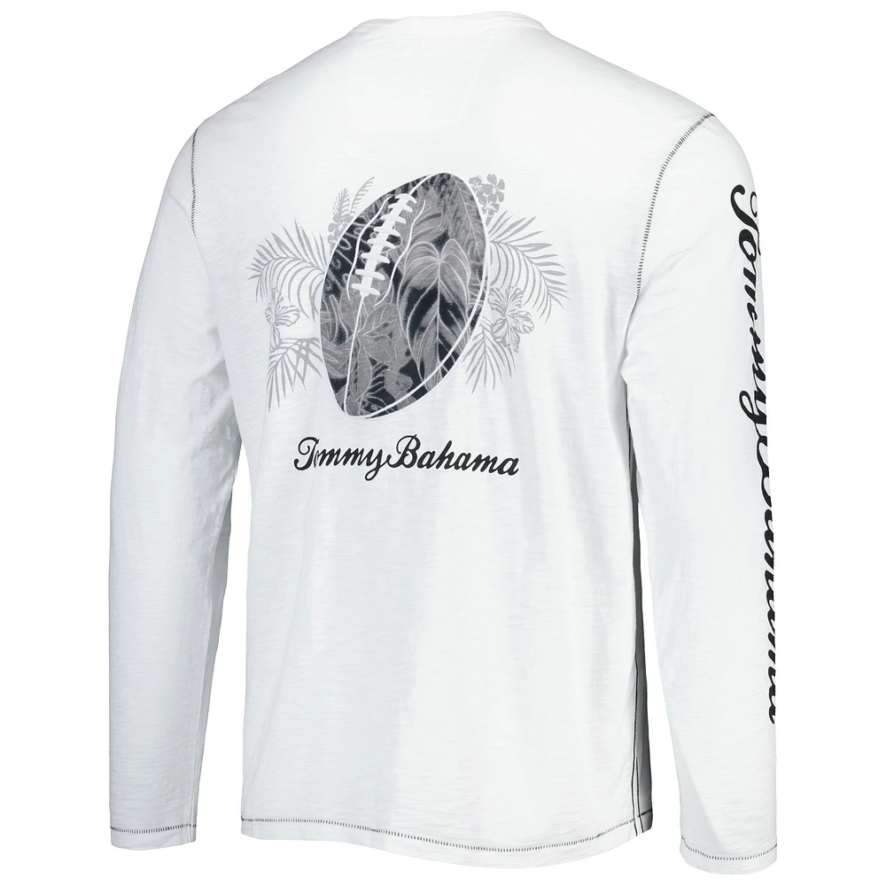 Men's Tommy Bahama White Baltimore Ravens Laces Out Billboard Long Sleeve T-Shirt