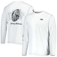 T-shirt à manches longues pour homme Tommy Bahama White Baltimore Ravens Laces Out Billboard