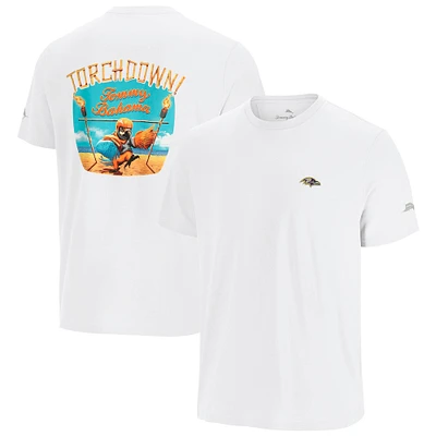 T-shirt à imprimé sportif Torchdown de Tommy Bahama pour homme, blanc, Baltimore Ravens