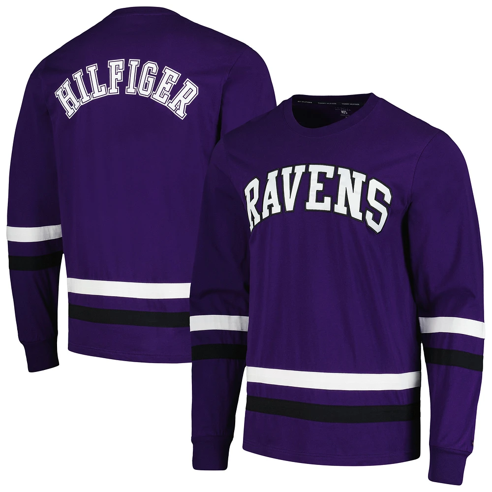 T-shirt à manches longues Tommy Hilfiger violet/noir Baltimore Ravens Nolan pour hommes