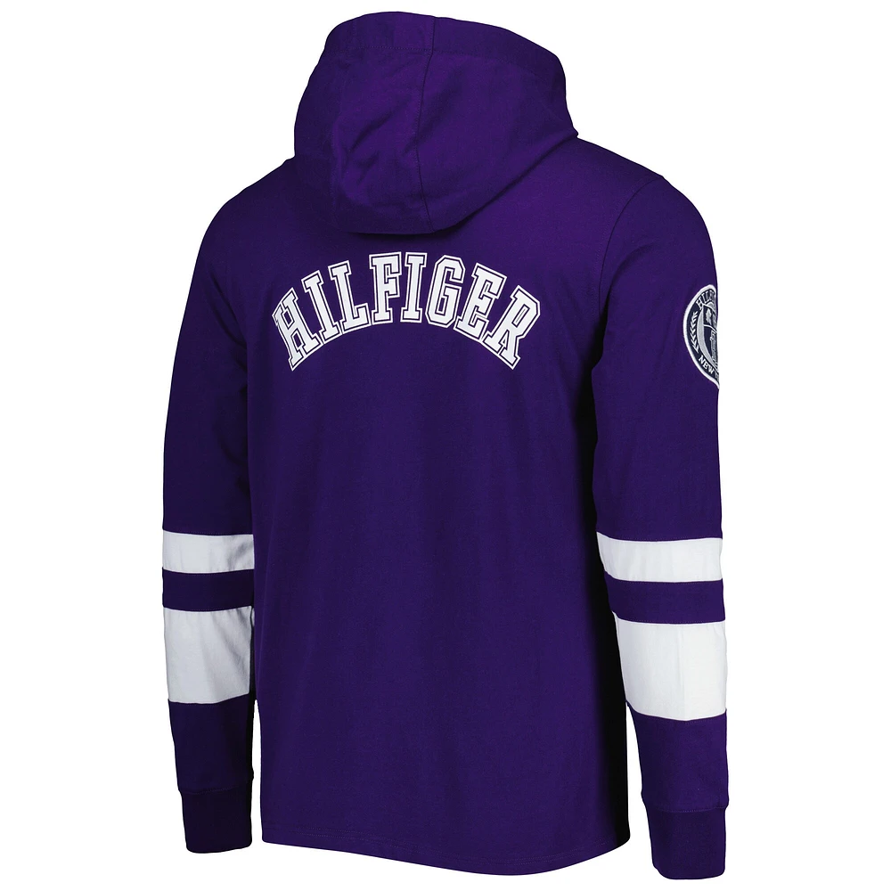 T-shirt à capuche manches longues Tommy Hilfiger Alex Ravens de Baltimore violet/blanc pour homme