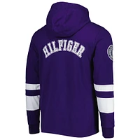 Men's Tommy Hilfiger Purple/White Baltimore Ravens Alex Long Sleeve Hoodie T-Shirt