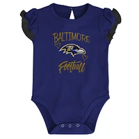 Newborn & Infant Purple/Black Baltimore Ravens Too Much Love Two-Piece Bodysuit Set