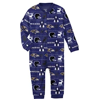 Newborn & Infant Purple Baltimore Ravens Allover Print - Full-Zip Jumper