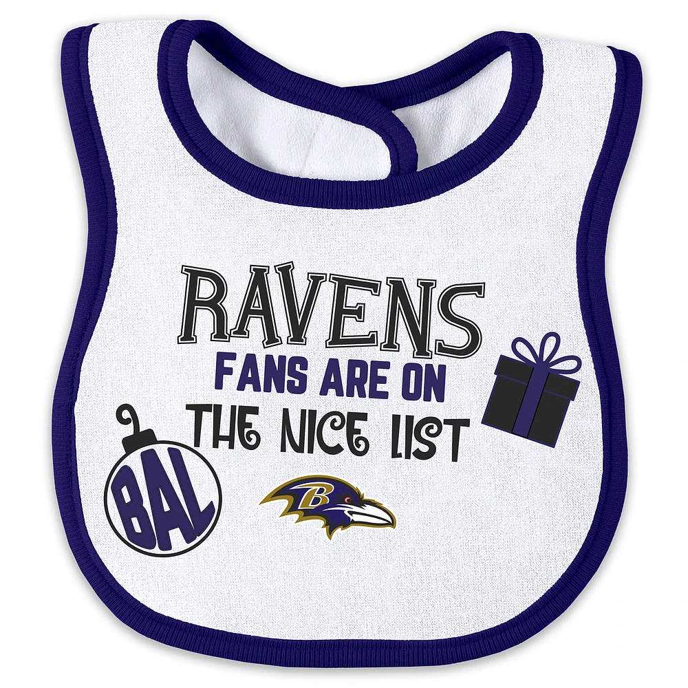 Newborn & Infant WEAR by Erin Andrews Baltimore Ravens Allover Print Full-Zip Sleeper Bib Set