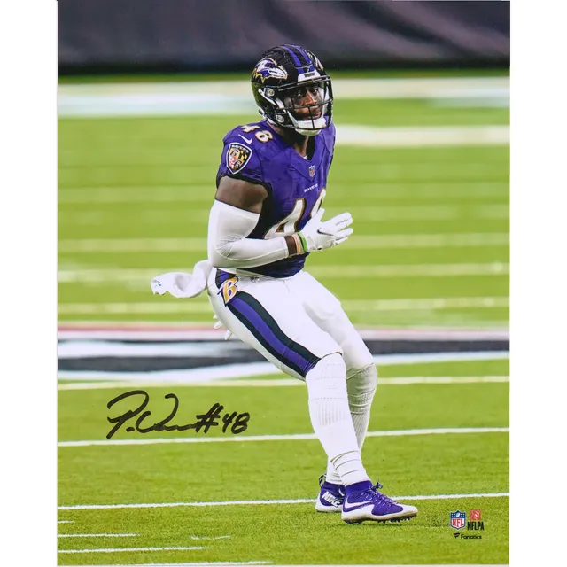 Patrick Queen Baltimore Ravens Unsigned Prepares for Defensive Play Photograph