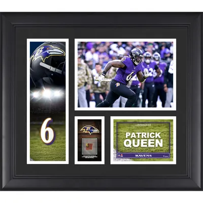 Patrick Queen Baltimore Ravens Fanatics Authentic Framed 15" x 17" Player Collage with a Piece of Game-Used Ball