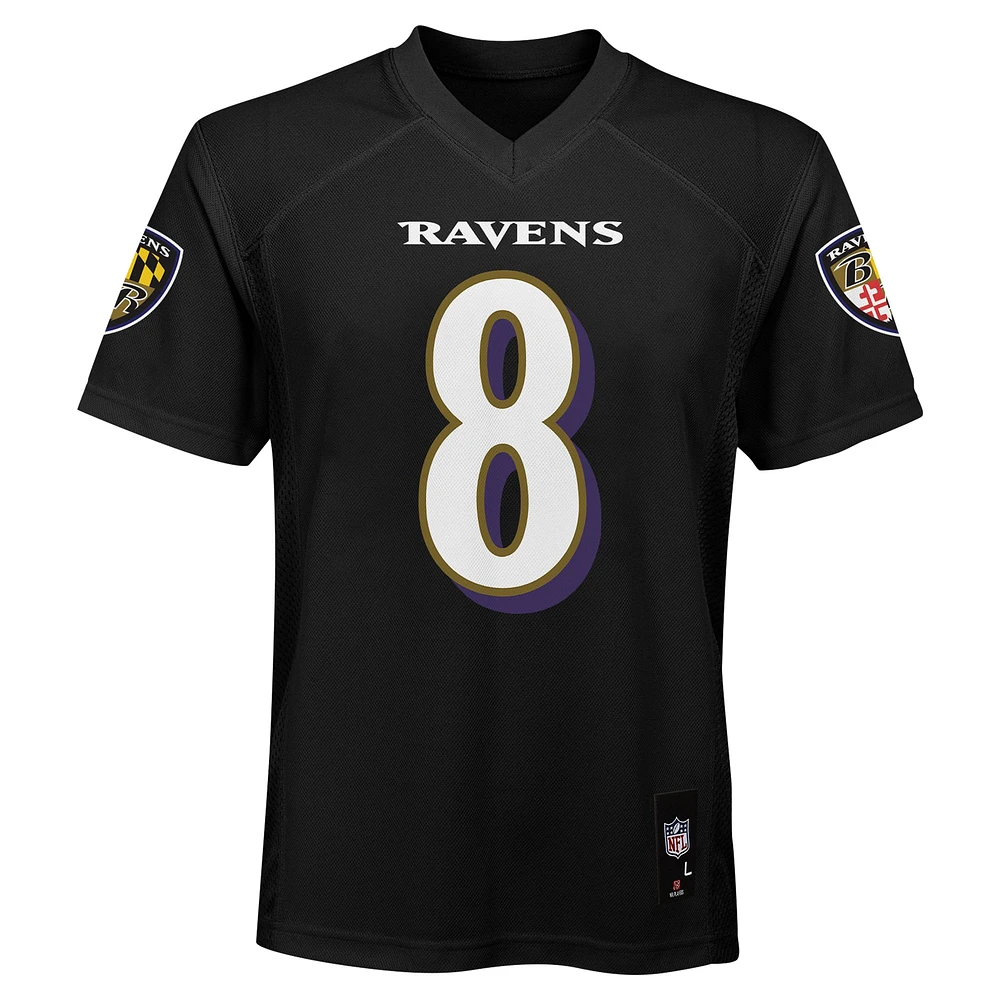 Maillot de joueur réplique noir des Ravens Baltimore Lamar Jackson pour enfants d'âge préscolaire