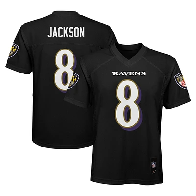 Maillot de joueur réplique noir des Ravens Baltimore Lamar Jackson pour enfants d'âge préscolaire