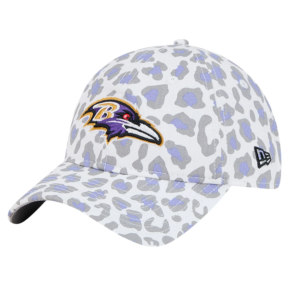 Preschool New Era White Baltimore Ravens Active Leopard 9TWENTY Adjustable Hat