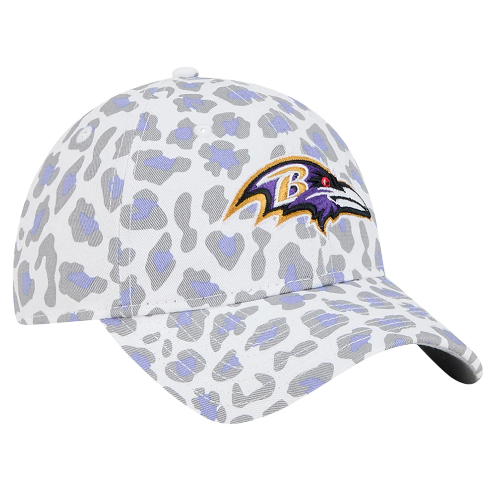 Preschool New Era White Baltimore Ravens Active Leopard 9TWENTY Adjustable Hat