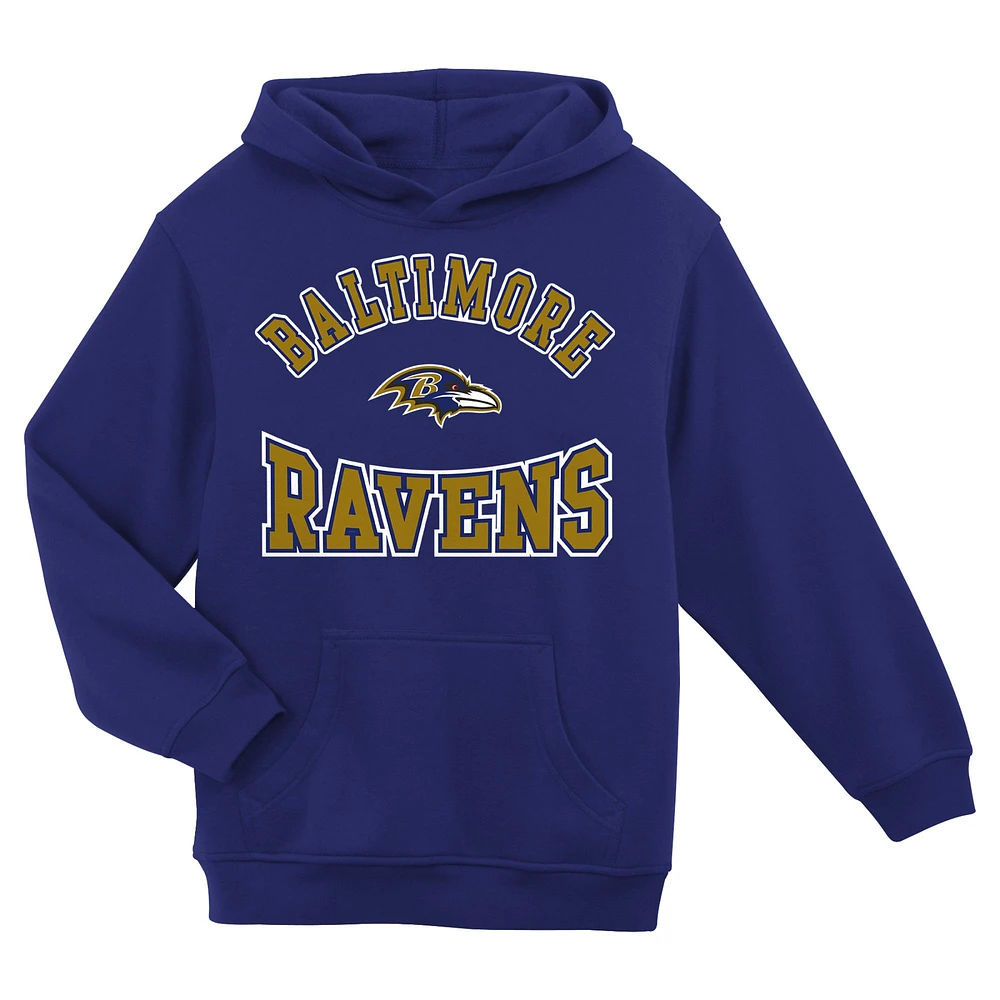 Sweat à capuche en polaire violet pour enfant d'âge préscolaire, ville natale des Baltimore Ravens