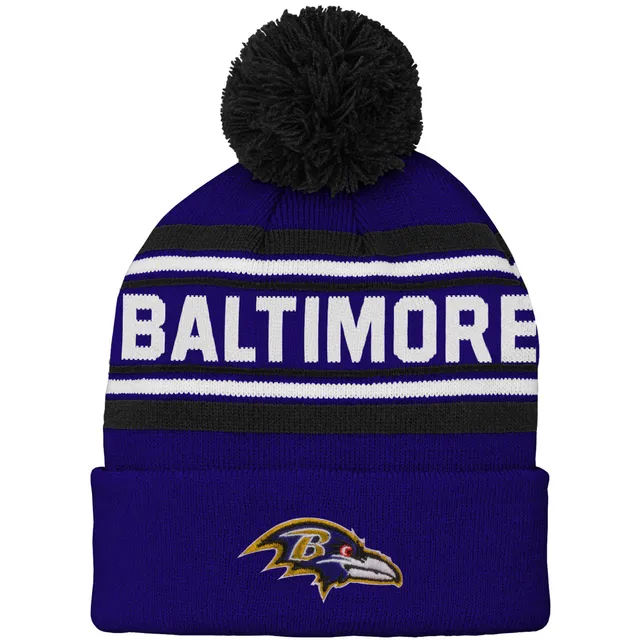 Men's '47 Black Baltimore Ravens Bering Cuffed Knit Hat with Pom