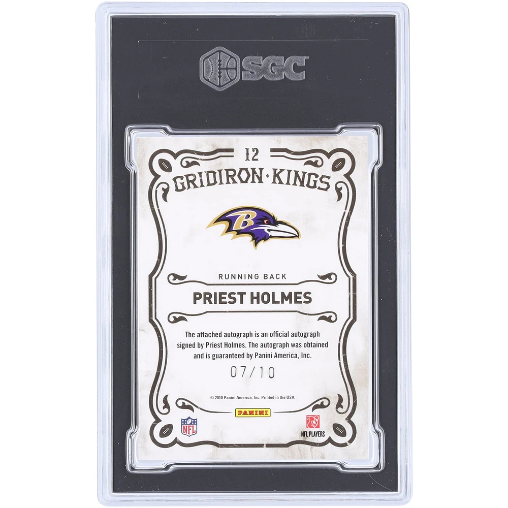 Priest Holmes Baltimore Ravens Autographed 2010 Panini Threads Gridiron Kings #12 #7/10 SGC Authenticated 9.5/10 Card