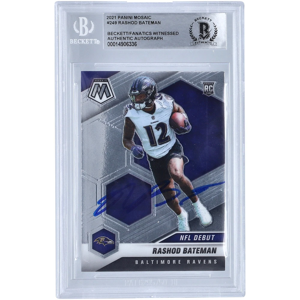 Rashod Bateman Baltimore Ravens Autographed 2021 Panini Mosaic NFL Debut #249 Beckett Fanatics Witnessed Authenticated Rookie Card