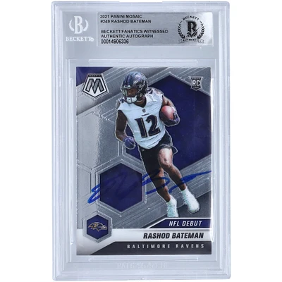 Rashod Bateman Baltimore Ravens Autographed 2021 Panini Mosaic NFL Debut #249 Beckett Fanatics Witnessed Authenticated Rookie Card