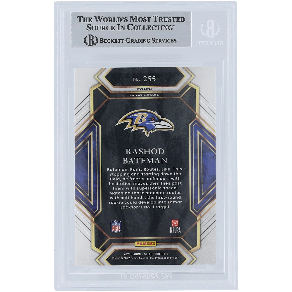 Rashod Bateman Baltimore Ravens Autographed 2021 Panini Select Silver Prizm #255 Beckett Fanatics Witnessed Authenticated Rookie Card