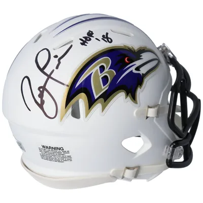 Ray Lewis & Ed Reed Baltimore Ravens Autographed Riddell Flat White  Alternate Revolution Speed Authentic Helmet with Hall of Fame Inscriptions