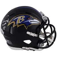 Ray Lewis Baltimore Ravens Autographed Riddell Speed Mini Helmet with "HOF 18" Inscription