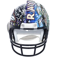 Casque miniature Riddell VSR4 autographié par Ray Lewis Baltimore Ravens avec inscription « HOF 18 » - Peint à la main par l'artiste Charles Fazzino