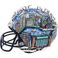 Casque miniature Riddell VSR4 autographié par Ray Lewis Baltimore Ravens avec inscription « HOF 18 » - Peint à la main par l'artiste Charles Fazzino