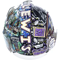 Casque miniature Riddell VSR4 autographié par Ray Lewis Baltimore Ravens avec inscription « HOF 18 » - Peint à la main par l'artiste Charles Fazzino