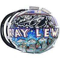 Casque miniature Riddell VSR4 autographié par Ray Lewis Baltimore Ravens avec inscription « HOF 18 » - Peint à la main par l'artiste Charles Fazzino