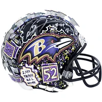 Casque miniature Riddell VSR4 autographié par Ray Lewis Baltimore Ravens avec inscription « HOF 18 » - Peint à la main par l'artiste Charles Fazzino
