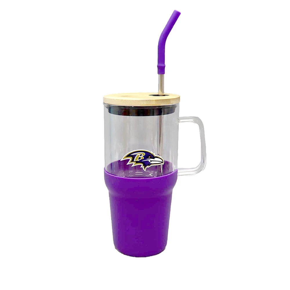 The Memory Company Baltimore Ravens 40oz. Glass Tumbler with Silicone Snack Tray