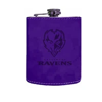 The Memory Company Baltimore Ravens Three-Pack 8oz. Leather Flask & 2oz. Shot Glass Set