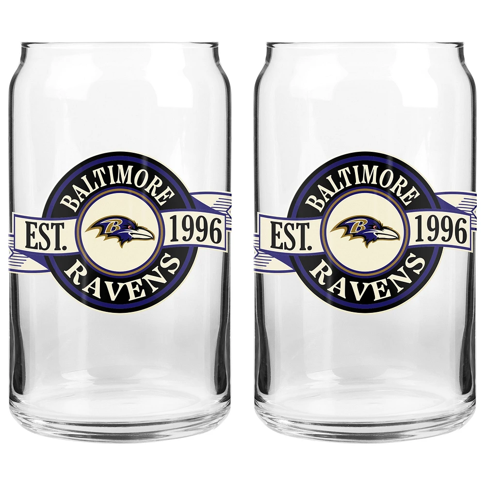 Le Sports Vault Baltimore Ravens 16 oz. Ensemble de deux verres à canettes