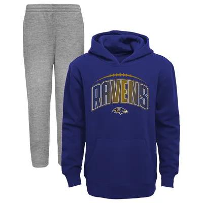 Outerstuff Baltimore Ravens Youth Primary Logo Fleece Hoodie Sweatshirt - Purple Size: Small