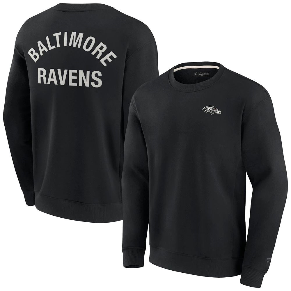 Unisex Fanatics Black Baltimore Ravens Super Soft Pullover Crew Sweatshirt