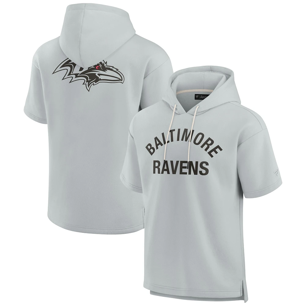 Sweat à capuche unisexe Fanatics gris Baltimore Ravens Elements en polaire super douce manches courtes