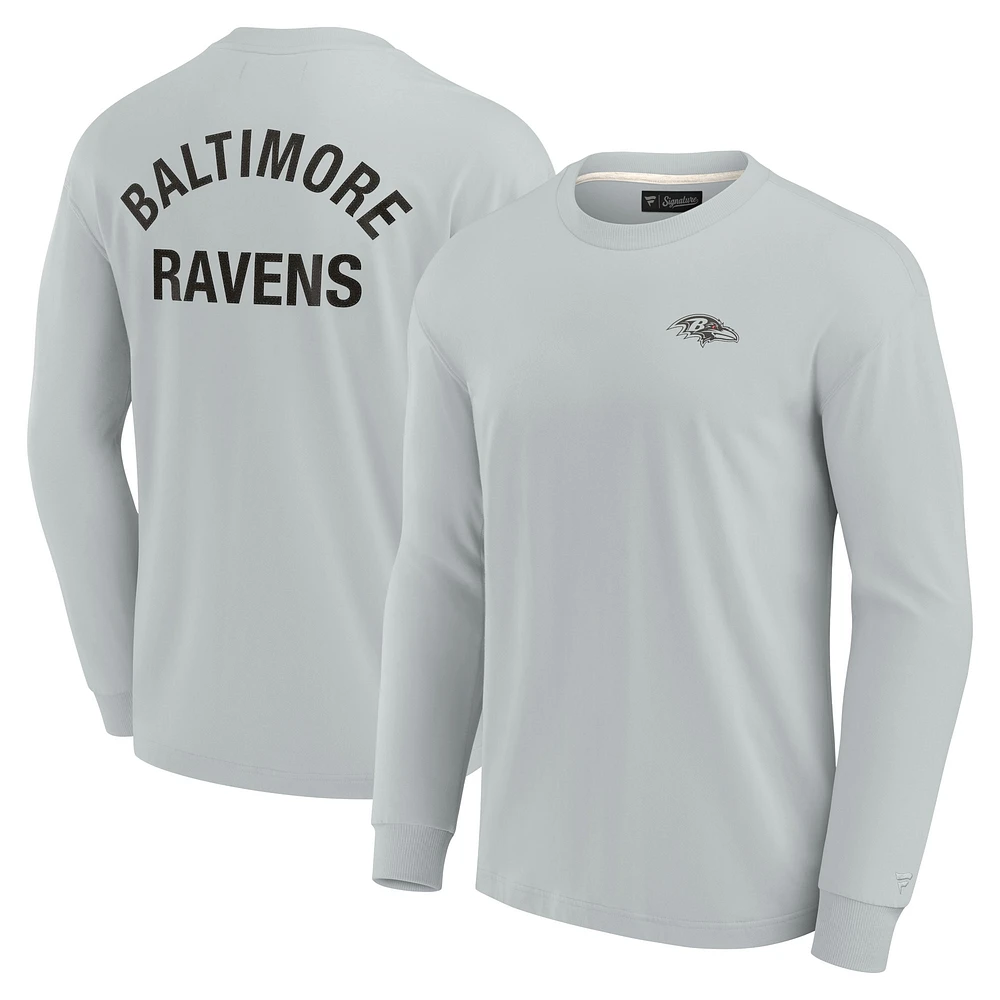 T-shirt unisexe Fanatics gris Baltimore Ravens Elements super doux à manches longues