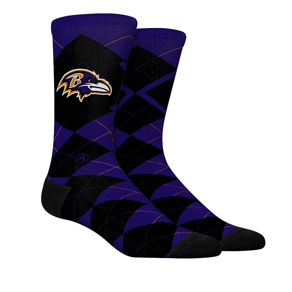 Unisex Rock Em Socks  Baltimore Ravens Argyle Knitted Dress Socks