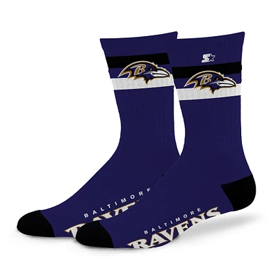Unisex Starter Baltimore Ravens Team Color Two-Stripe Crew Socks
