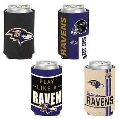 WinCraft Baltimore Ravens, paquet de 4, 12 oz. Ensemble refroidisseur de canettes