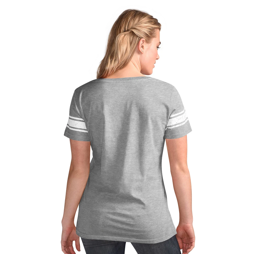 Women's G-III 4Her by Carl Banks  Heather Gray Baltimore Ravens First Pick Distressed V-Neck T-Shirt