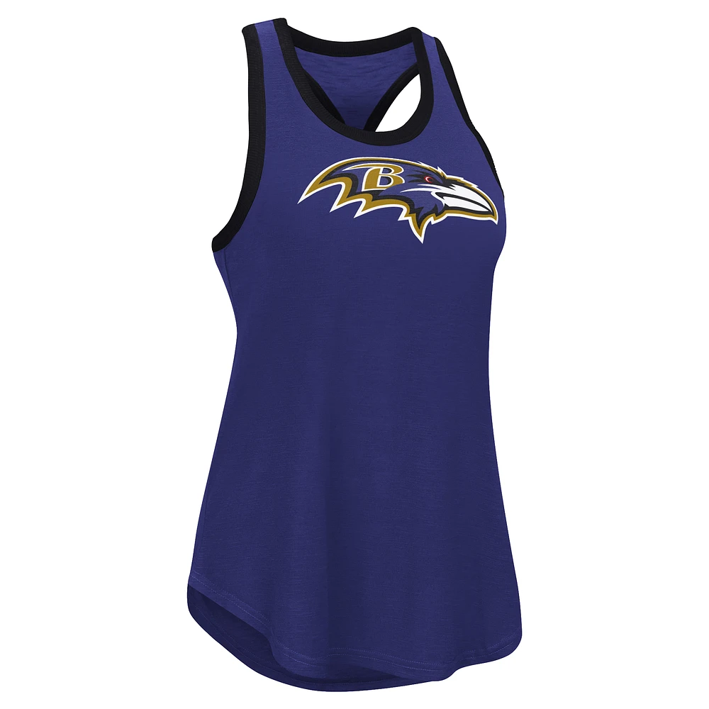 Débardeur à dos nageur Tater G-III 4Her par Carl Banks pour femme, violet, Baltimore Ravens
