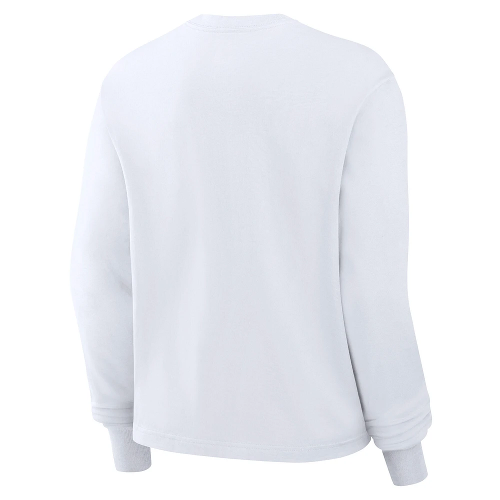 Women's Nike White Baltimore Ravens Essential Long Sleeve Boxy T-Shirt