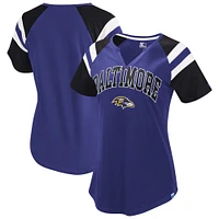 T-shirt violet à col raglan Game On Notch pour femme des Baltimore Ravens