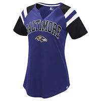 T-shirt violet à col raglan Game On Notch pour femme des Baltimore Ravens