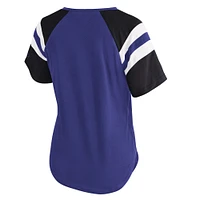 T-shirt violet à col raglan Game On Notch pour femme des Baltimore Ravens