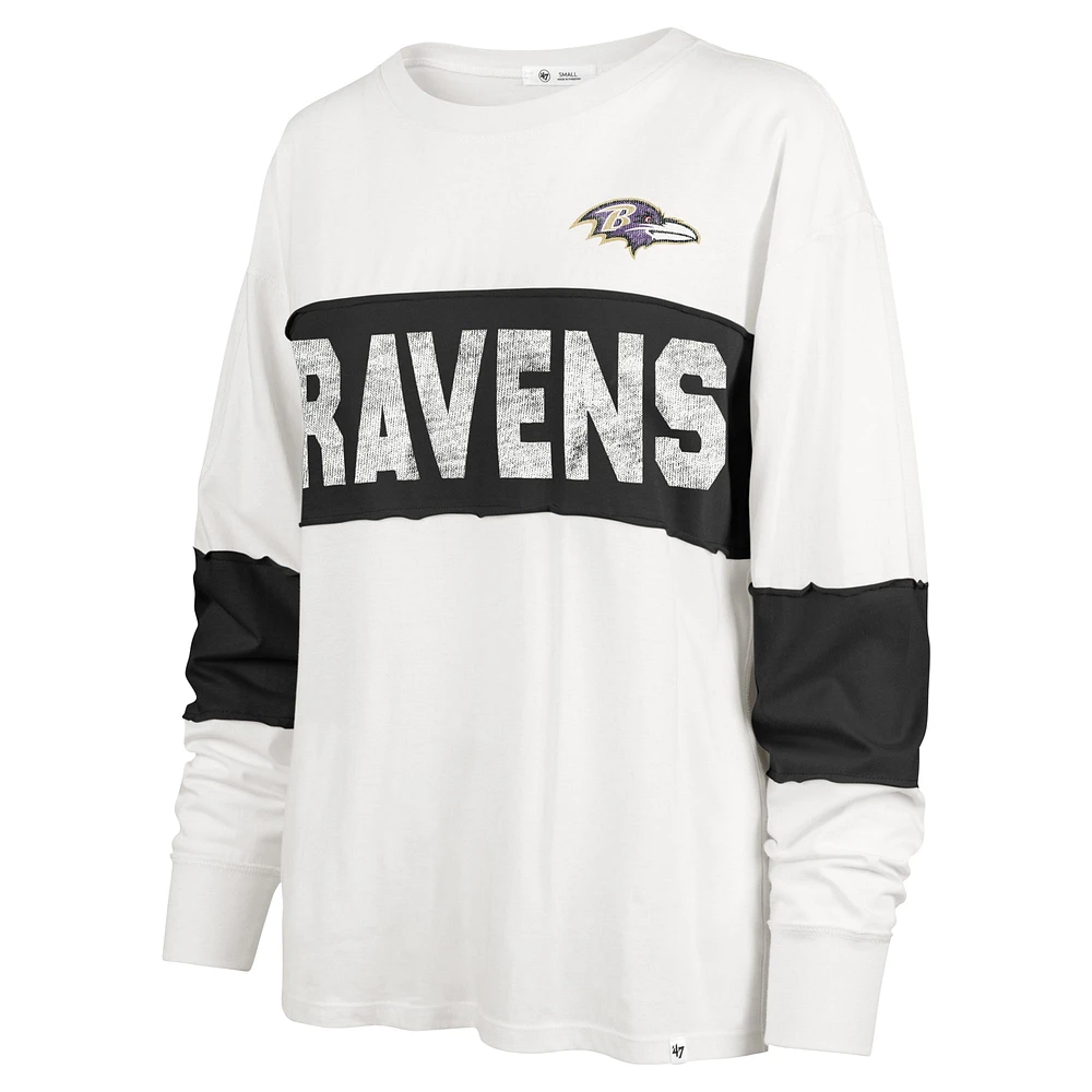 Women's '47 Cream Baltimore Ravens Clubhouse Pride Taylor Long Sleeve T-Shirt