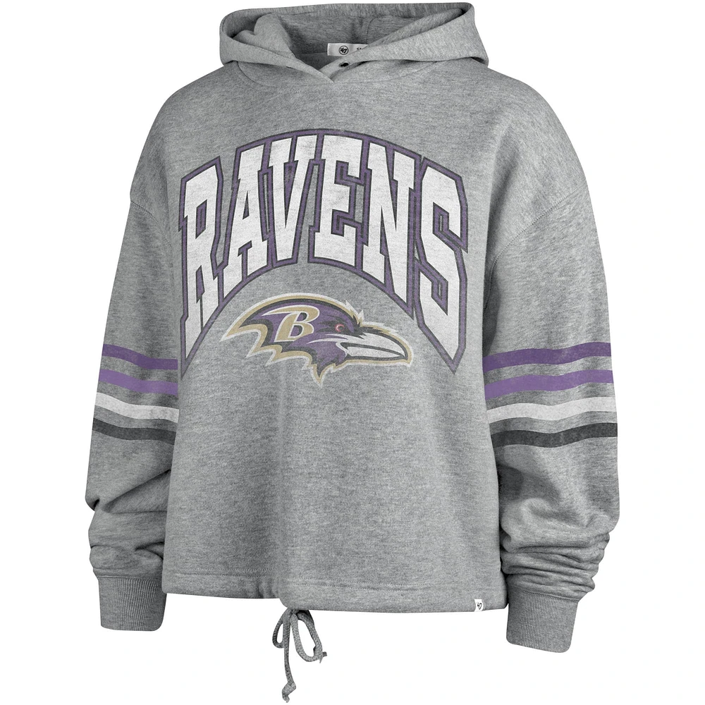 Women's '47 Heather Gray Baltimore Ravens Upland Bennett Pullover Hoodie