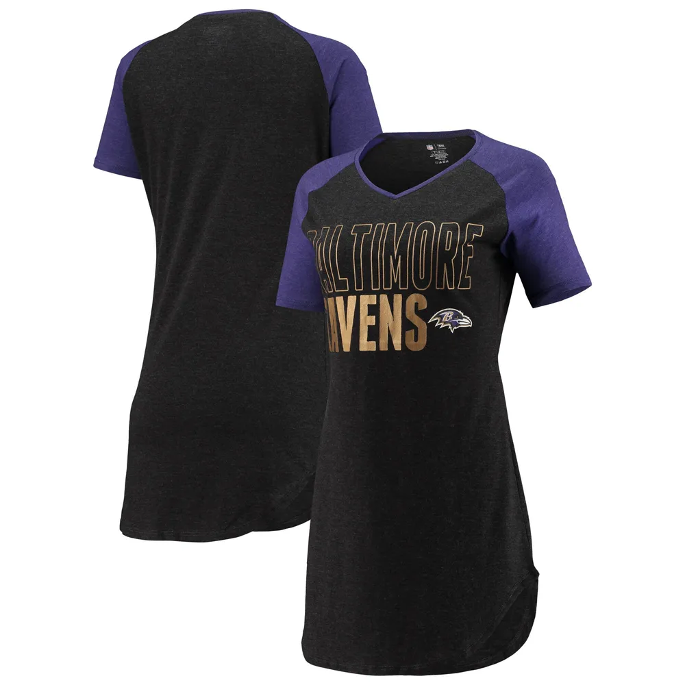 Lids Baltimore Ravens Concepts Sport Women's Meter Raglan V-Neck Knit  Nightshirt - Black/Heathered Purple