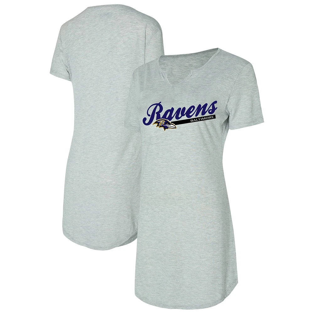 Chemise de nuit en tricot gris Baltimore Ravens Petition pour femme Concepts Sport